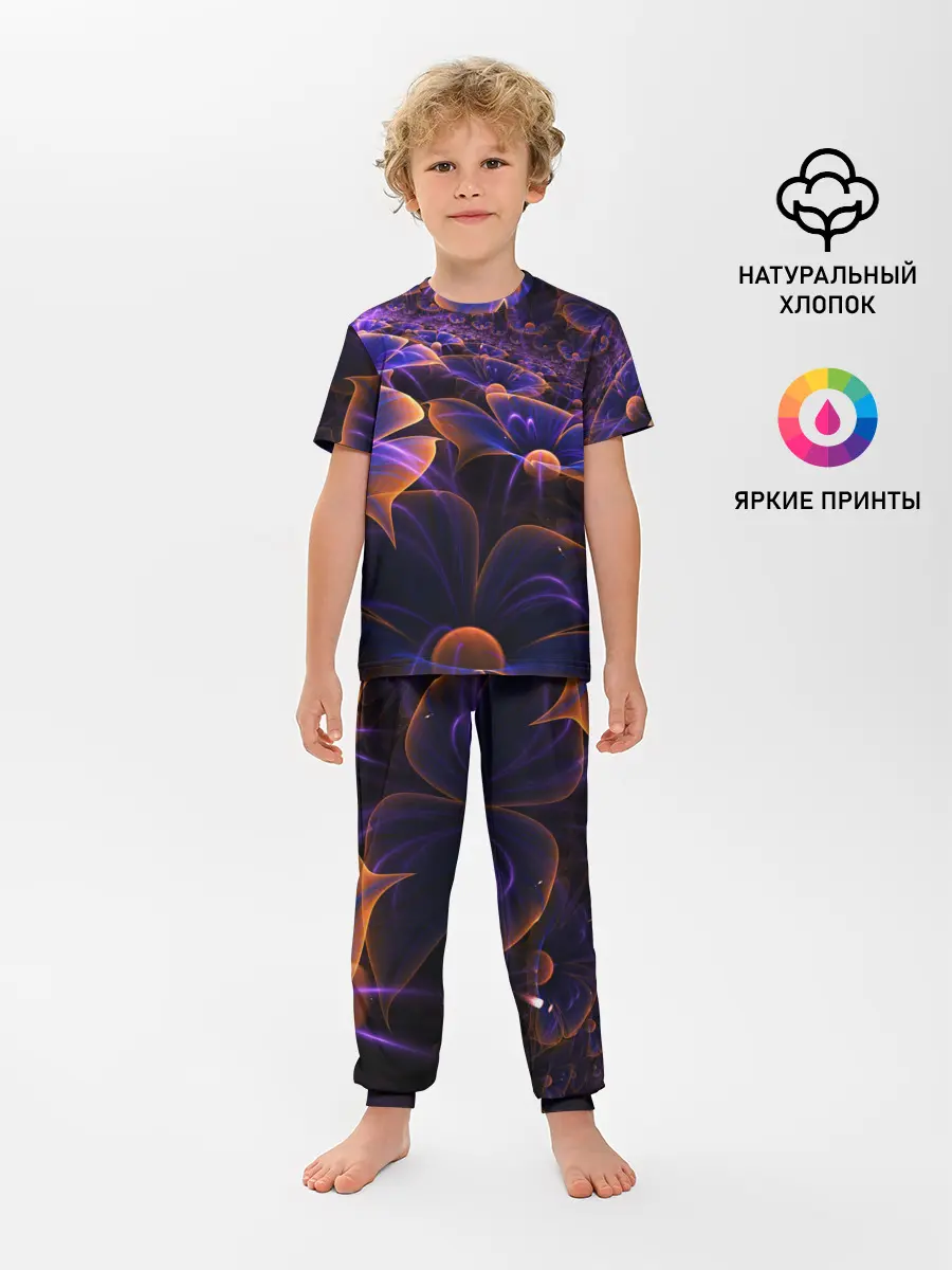 Детская пижама с брюками / Цветки во тьме