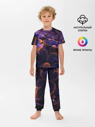 Детская пижама с брюками / Цветки во тьме