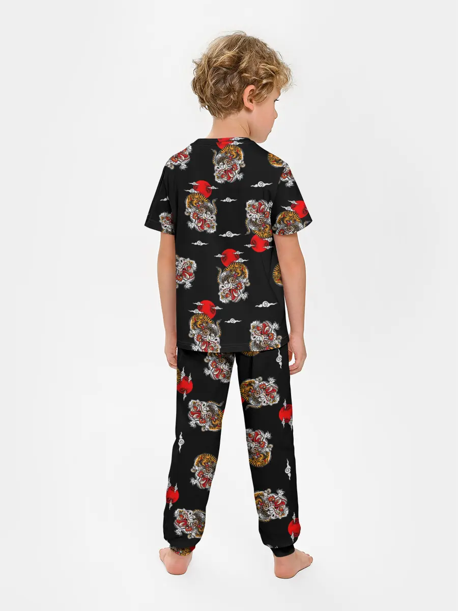Детская пижама с брюками / Японский стиль - тигры
