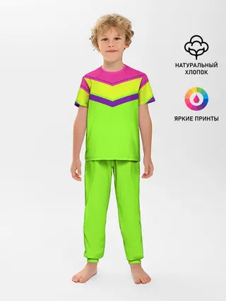 Детская пижама с брюками / Цветные треугольники_ салатовы