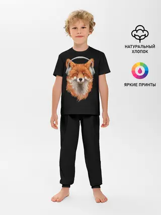Детская пижама с брюками / Лиса в наушниках