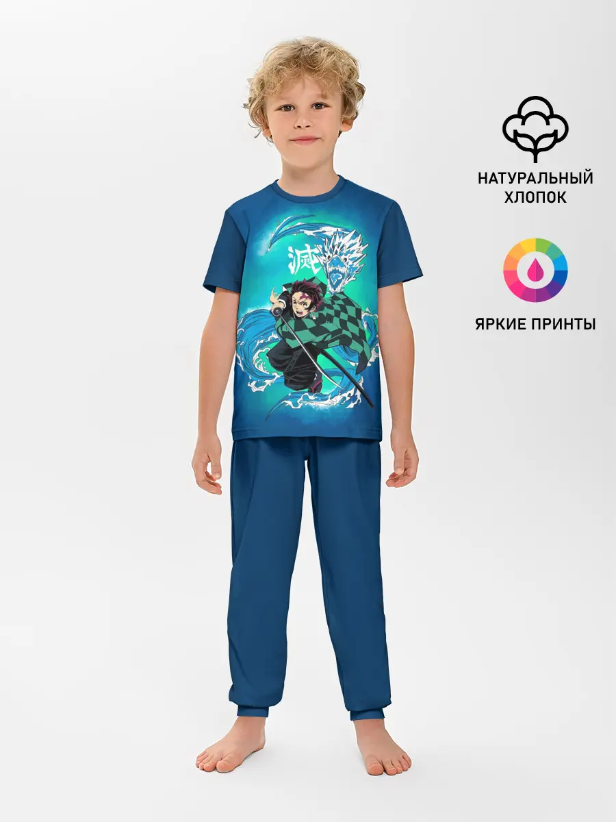 Детская пижама с брюками / Тандзиро Камадо с мечом