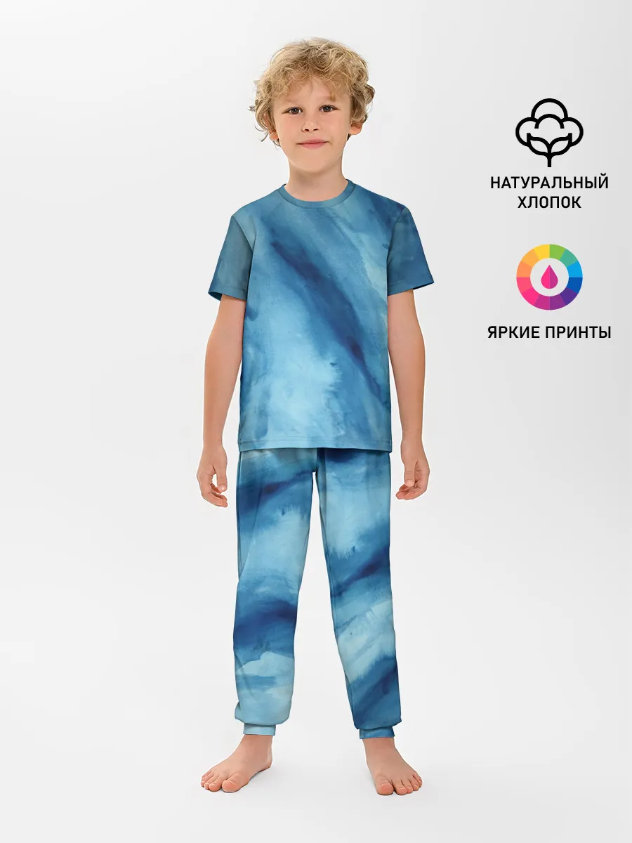 Детская пижама с брюками / Голубой мрамор