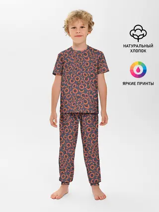 Детская пижама с брюками / Абстракция квадраты и круги