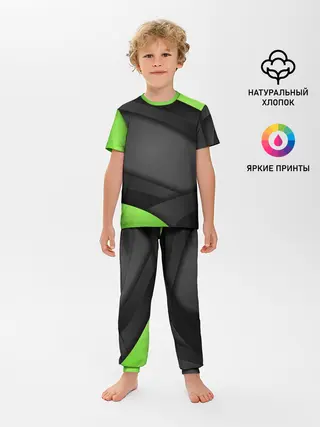 Детская пижама с брюками / Green / Black