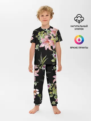 Детская пижама с брюками / Букет лилий