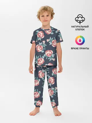Детская пижама с брюками / Розы