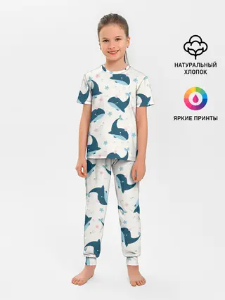 Детская пижама с брюками / Киты