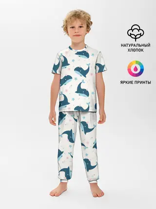 Детская пижама с брюками / Киты