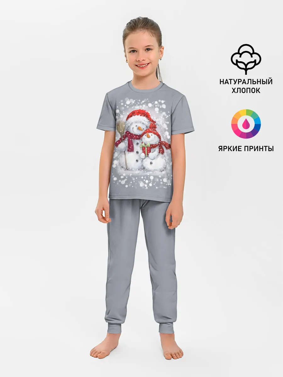 Детская пижама с брюками / Два снеговика