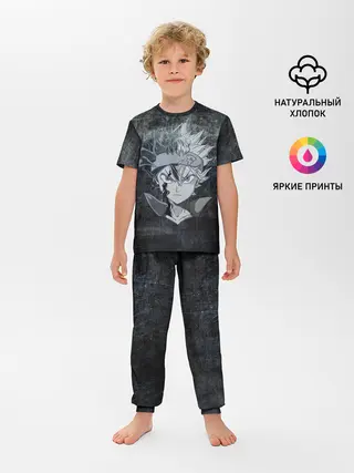 Детская пижама с брюками / Лицо Астера на состаренном черном фоне