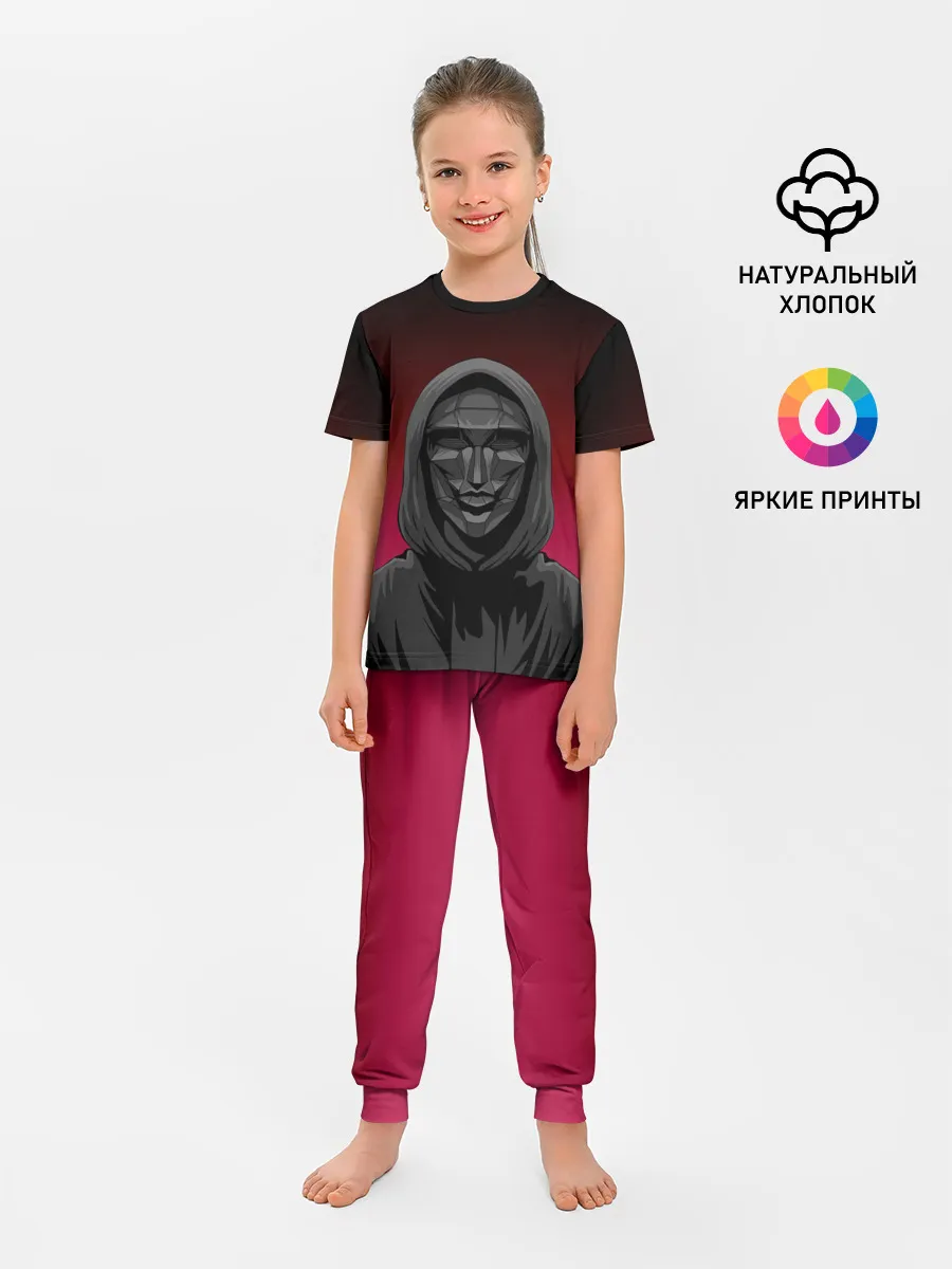 Детская пижама с брюками / Распорядитель игры на черно розовом фоне