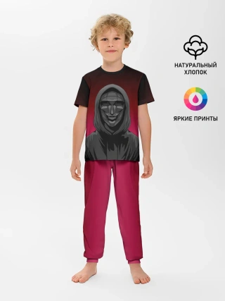 Детская пижама с брюками / Распорядитель игры на черно розовом фоне