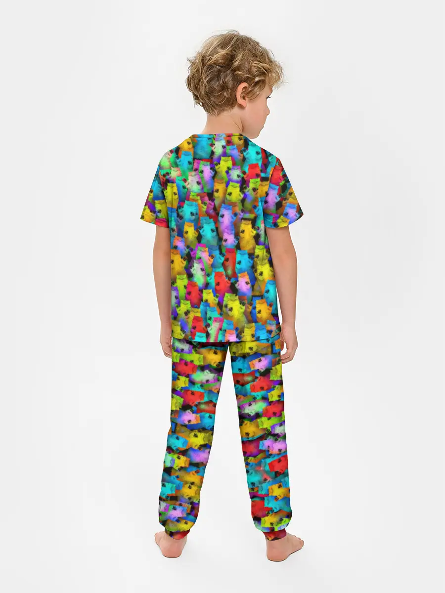 Детская пижама с брюками / Котики на дискотеке