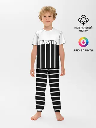 Детская пижама с брюками / Juventus | Tee Black and White
