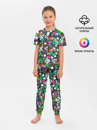 Детская пижама с брюками / Geometry Dash | Pattern
