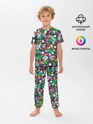 Детская пижама с брюками / Geometry Dash | Pattern