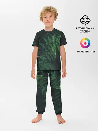 Детская пижама с брюками / Листья