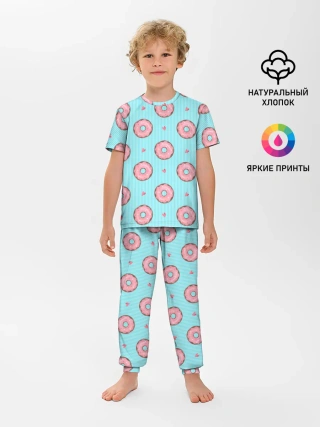 Детская пижама с брюками / Розовые пончики