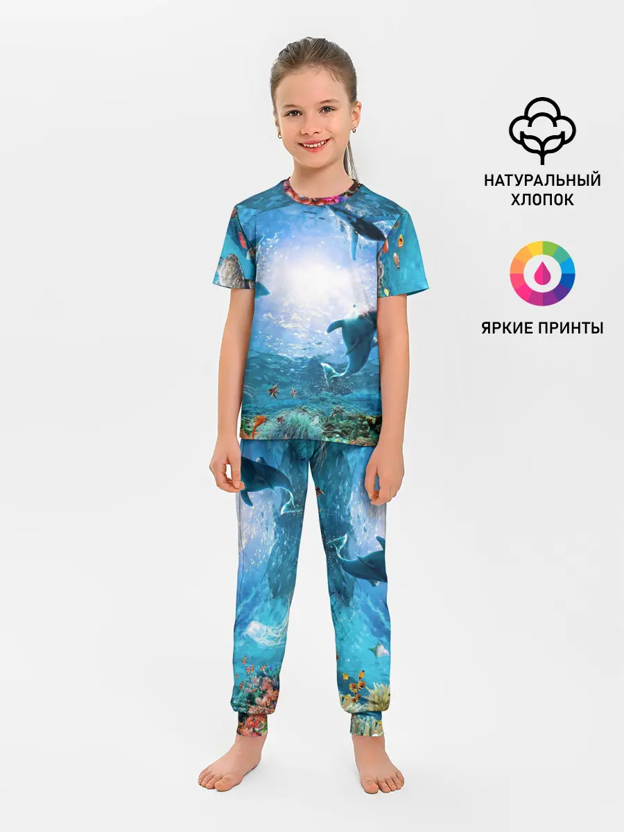 Детская пижама с брюками / Дельфины