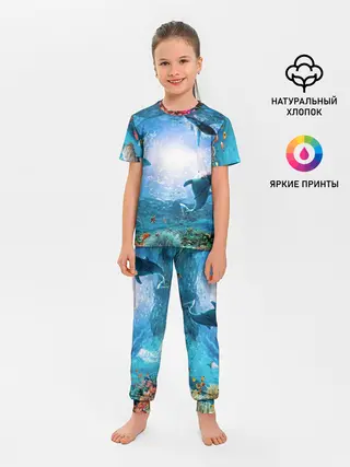 Детская пижама с брюками / Дельфины