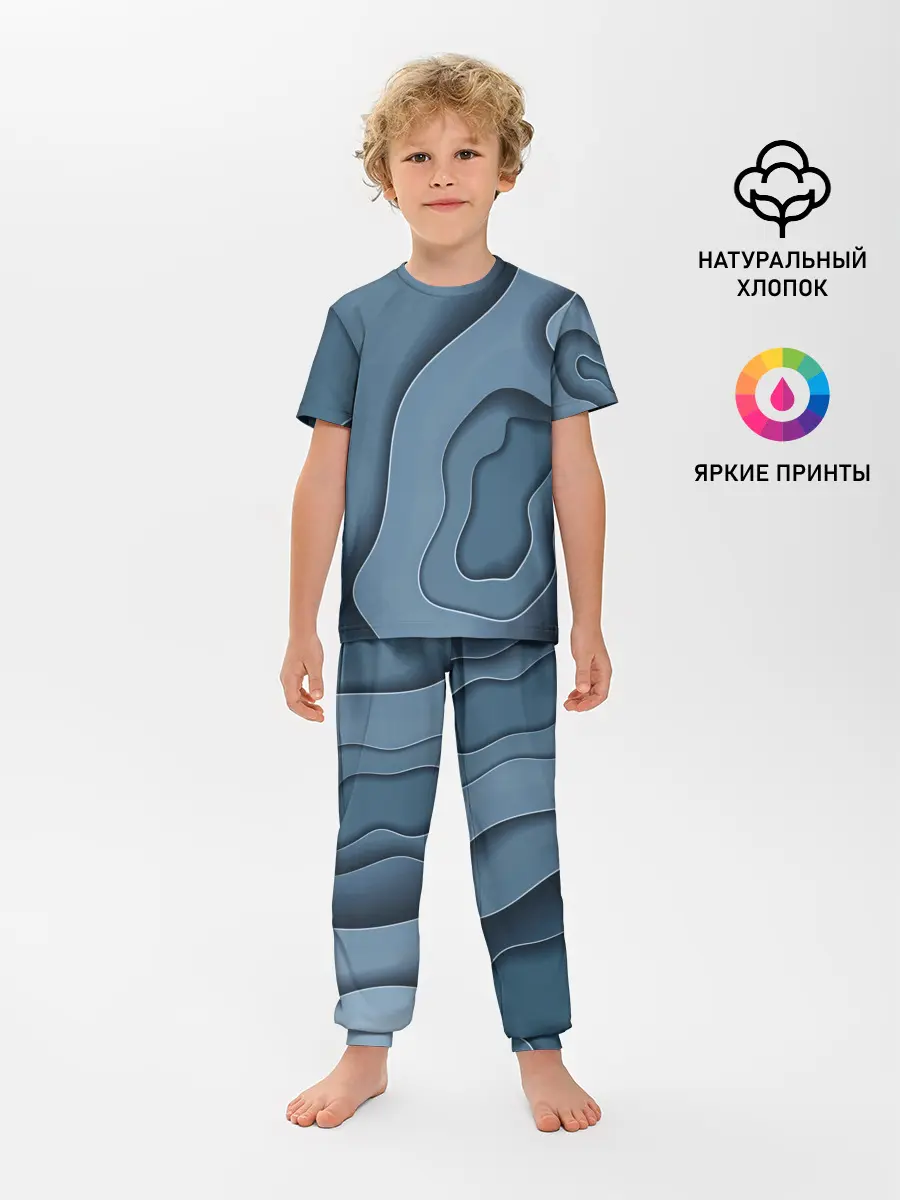 Детская пижама с брюками / Абстракция бумажные волны