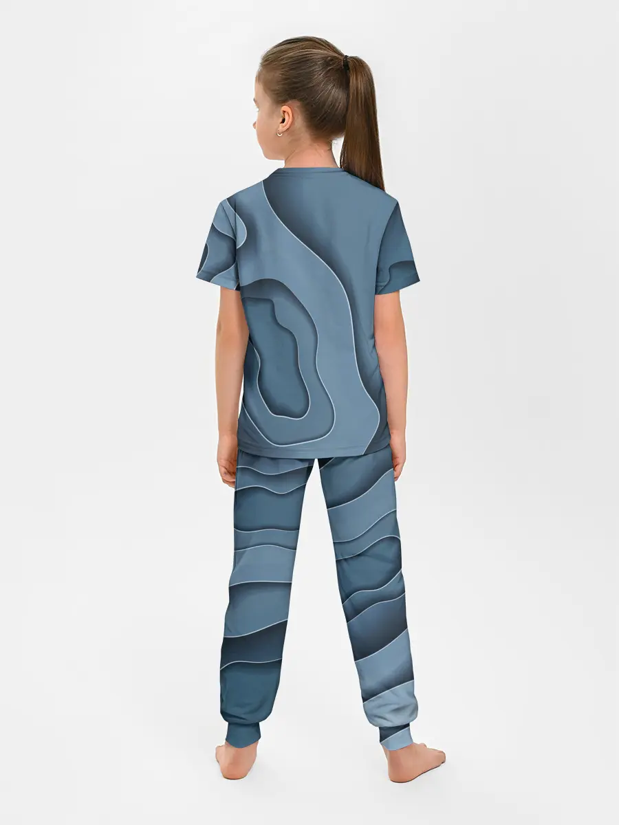 Детская пижама с брюками / Абстракция бумажные волны