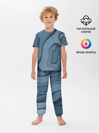 Детская пижама с брюками / Абстракция бумажные волны