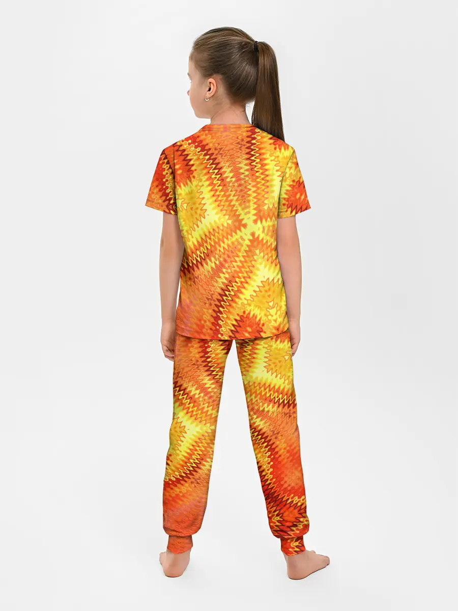 Детская пижама с брюками / Желто-оранжевая абстракция