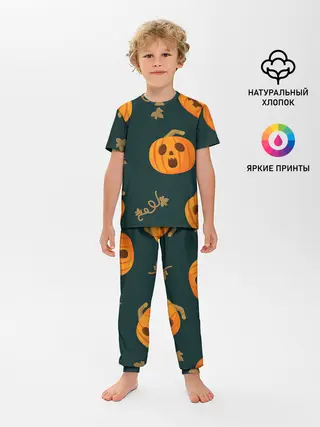 Детская пижама с брюками / Осенние тыквы