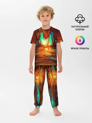 Детская пижама с брюками / Птица света в волшебном лесу