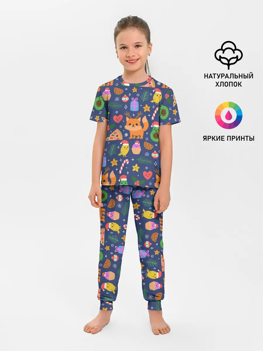 Детская пижама с брюками / Новогодний макет