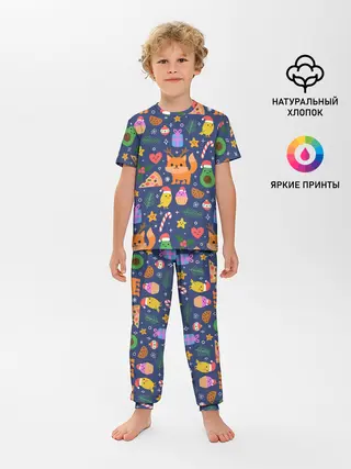 Детская пижама с брюками / Новогодний макет