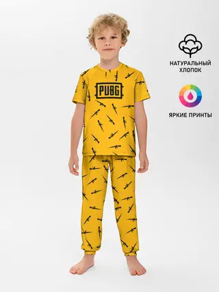 Детская пижама с брюками / PUBG АВТОМАТЫ ПАТТЕРН ЖЁЛТЫЙ