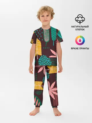 Детская пижама с брюками / Листья