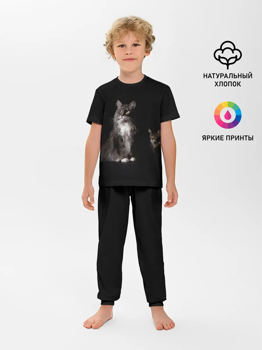 Детская пижама с брюками / Котики