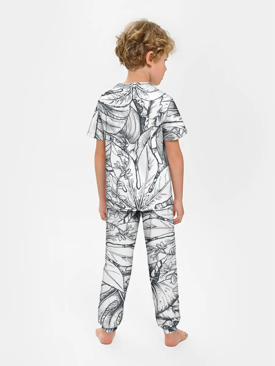 Детская пижама с брюками / Тропические листья