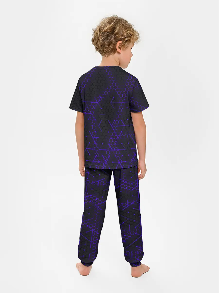 Детская пижама с брюками / СТАЛЬНЫЕ СОТЫ - НЕОН.ГЕОМЕТРИЯ