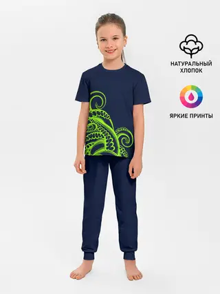 Детская пижама с брюками / Кислотный осьминожка