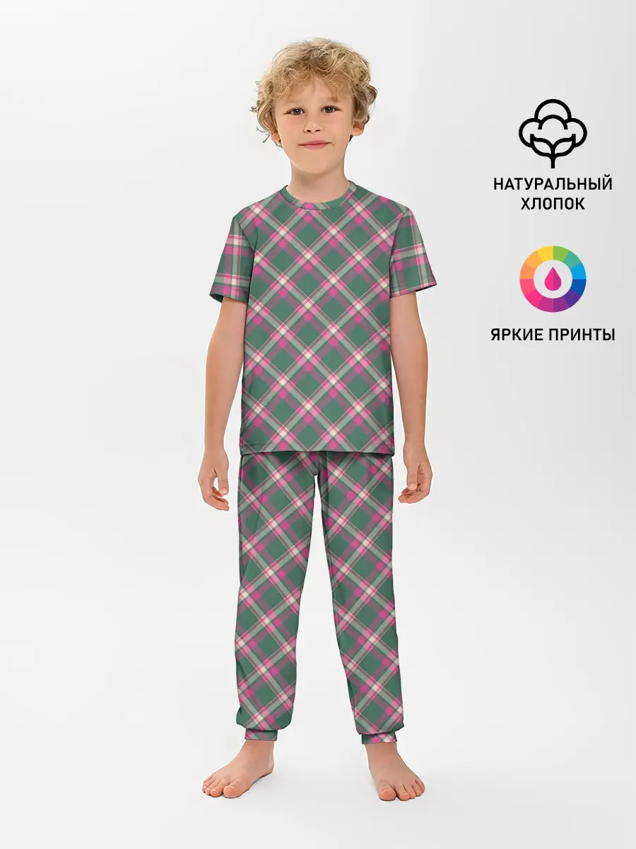 Детская пижама с брюками / Клеточный узор