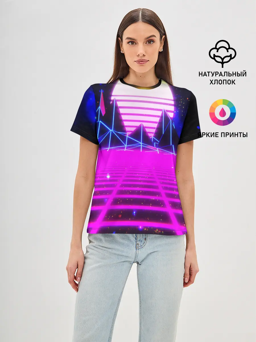 Женская базовая футболка / Ретро Стиль неон