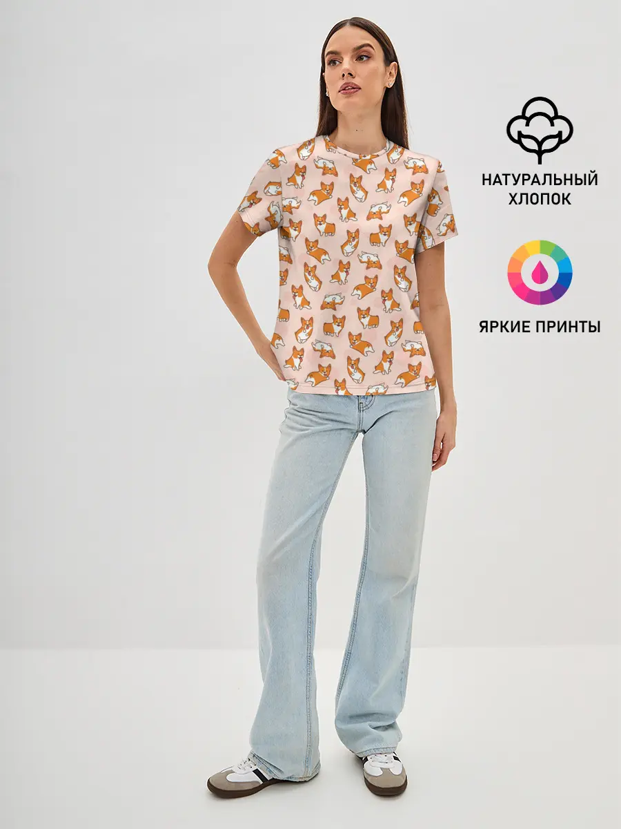 Женская базовая футболка / Корги