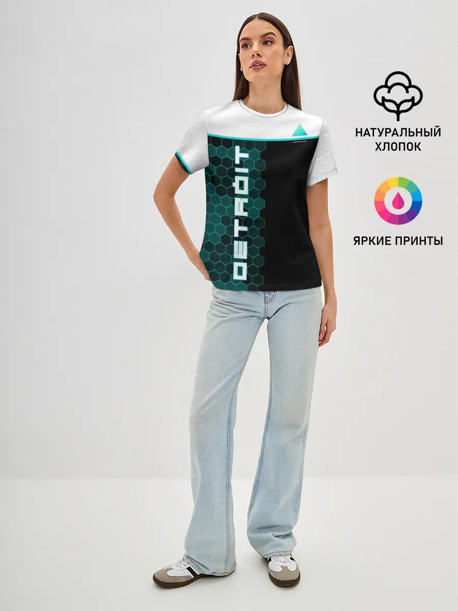 Женская базовая футболка / Детройт: Стать человеком