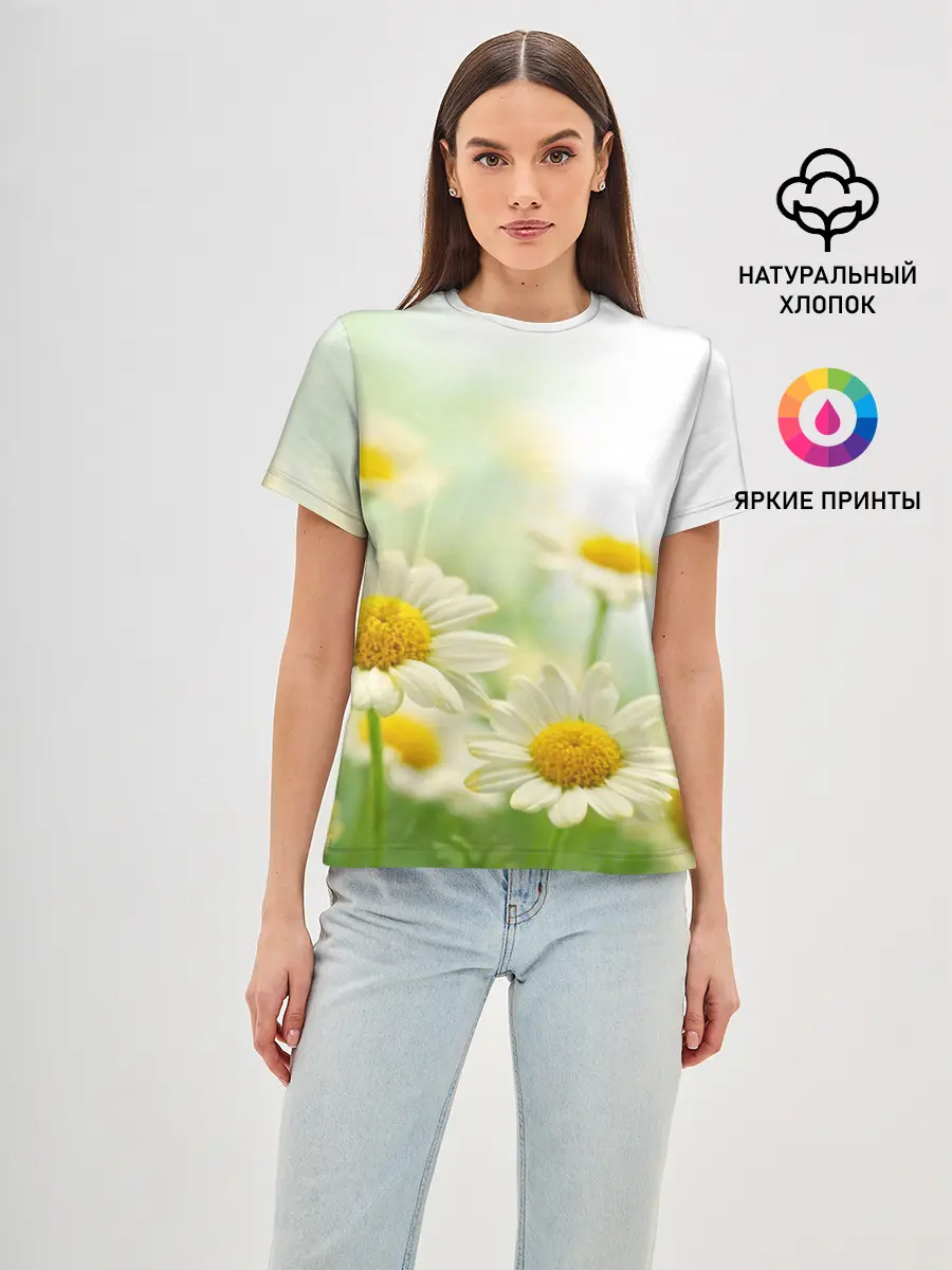 Женская базовая футболка / Полевые ромашки