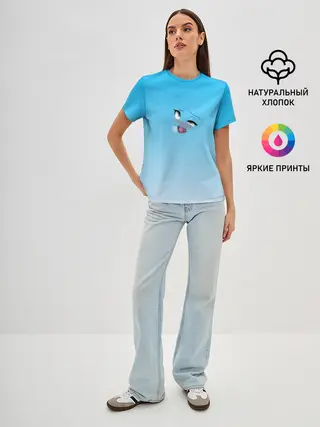 Женская базовая футболка / Ahegao Blue-eyed girl