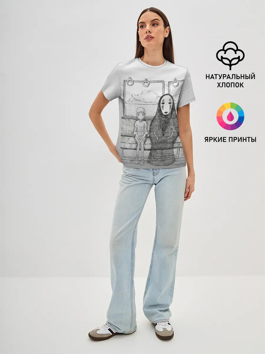 Женская базовая футболка / Тихиро и Каонаси