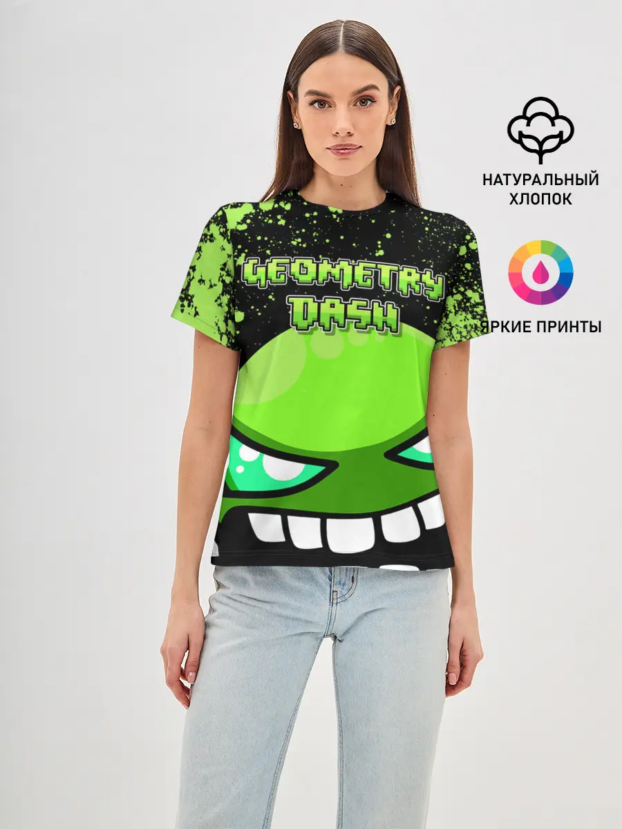 Женская базовая футболка / Geometry Dash