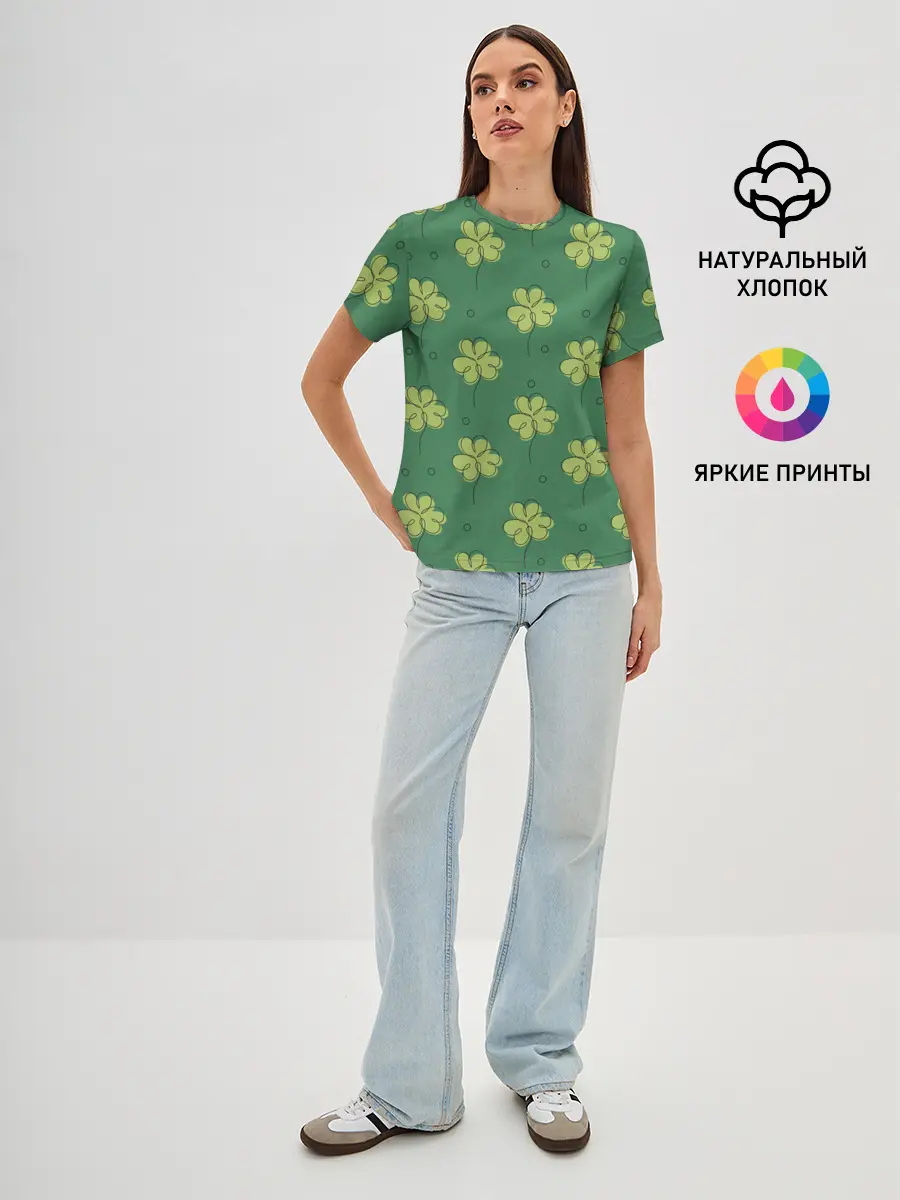 Женская базовая футболка / Узор на День святого Патрика