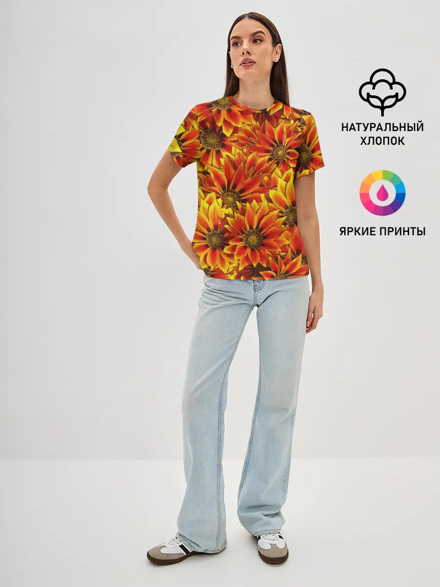 Женская базовая футболка / ЦВЕТОЧНЫЙ ОРНАМЕНТ