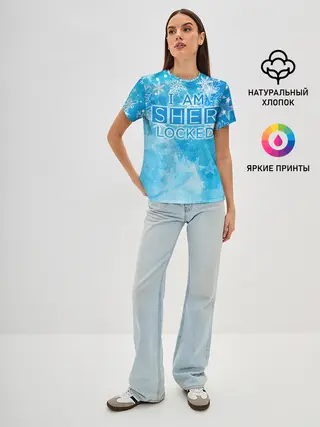 Женская базовая футболка / Новогодний Sherlock